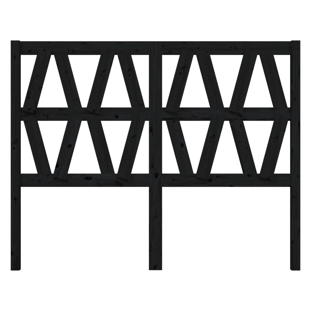 Testiera per Letto Nera 146x4x100 cm in Legno Massello di Pino 818624