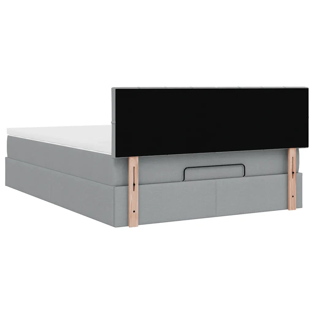 Pouf Letto con Materasso Grigio Chiaro 140x190 cm in Tessuto 3311456
