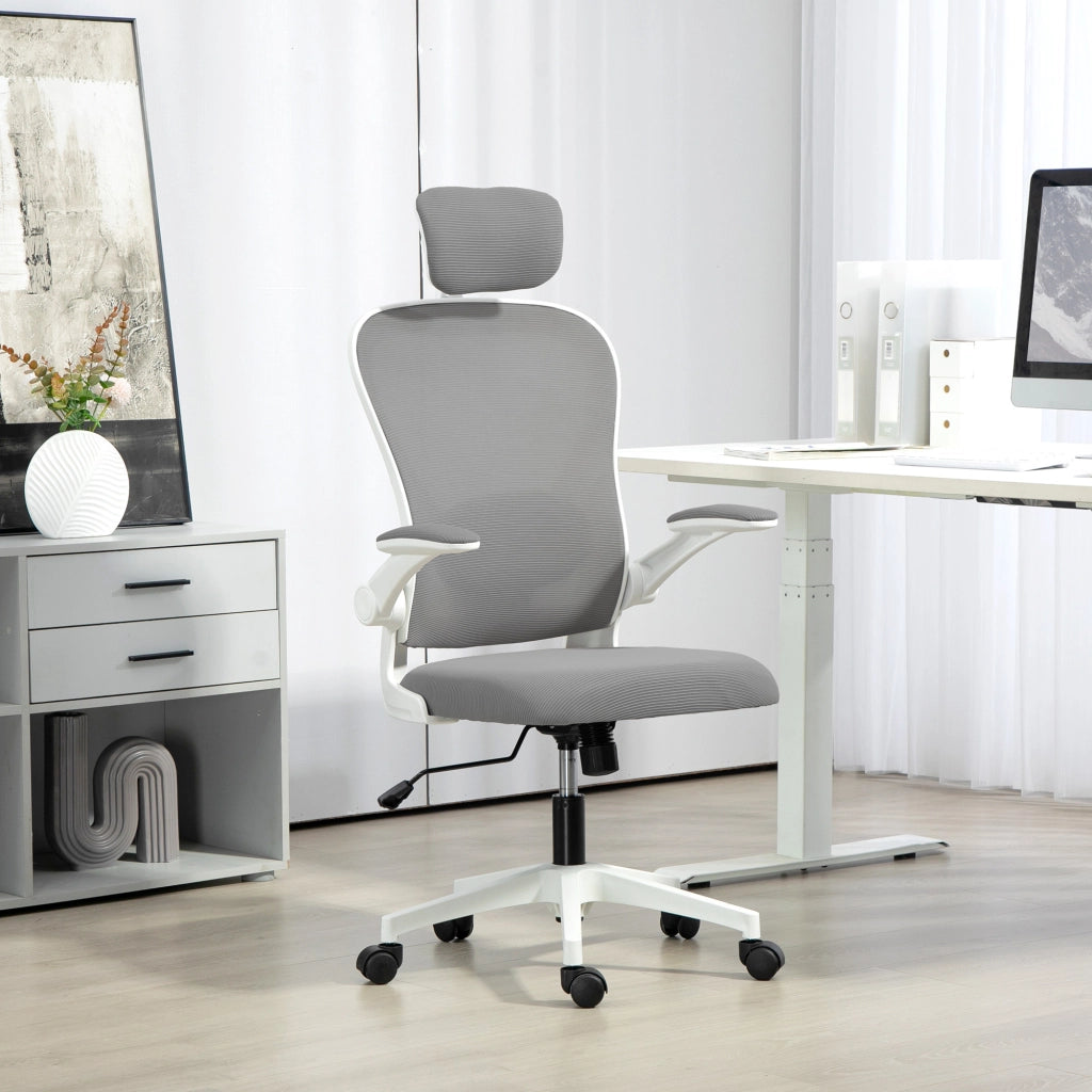 Sedia da ufficio in rete traspirante ¨C zephmum ¨C grigio, regolabile in altezza