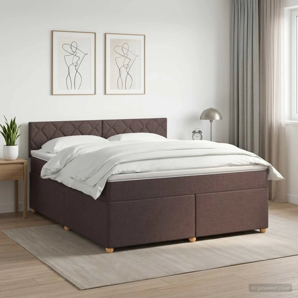 Letto box spring con materasso Marrone Scuro 140 x 190 cm 3450961