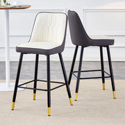 Set 2 Sgabelli da Bar ¨C MINIMAL ¨C Ecopelle Bianco/Grigio Scuro, Struttura in Metallo Nero, 100 cm