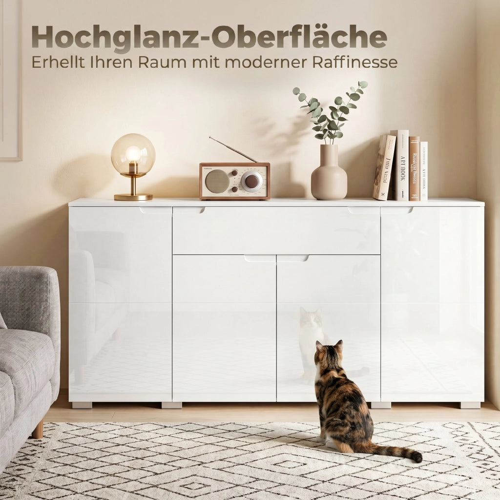 Cassettiera moderna con 4 ante ¨C Zephmum ¨C Bianco, 80x40x86 cm