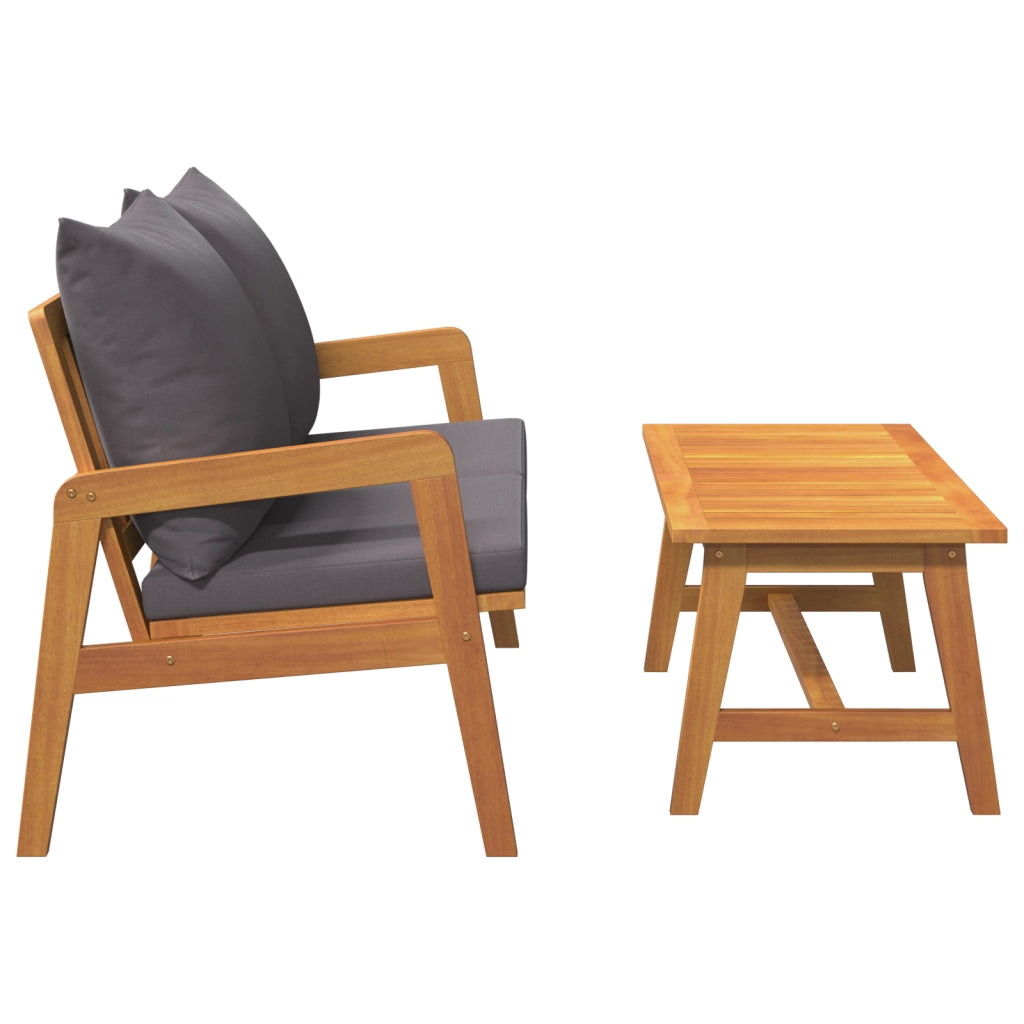 Set Bistro a 2 Pezzi con Cuscini - Realizzato in Legno di Acacia Solido