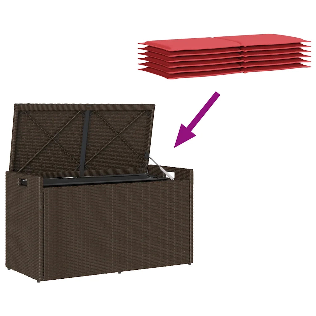 Cassapanca da Esterno con Cuscino Marrone 100 cm in Polyrattan 4104066