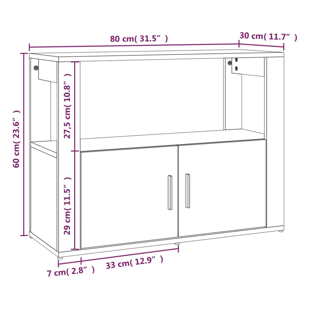 Credenza | Madia | Buffet da pranzo | Armadio da pranzo Grigio Cemento 80x30x60 cm in Legno Multistrato
