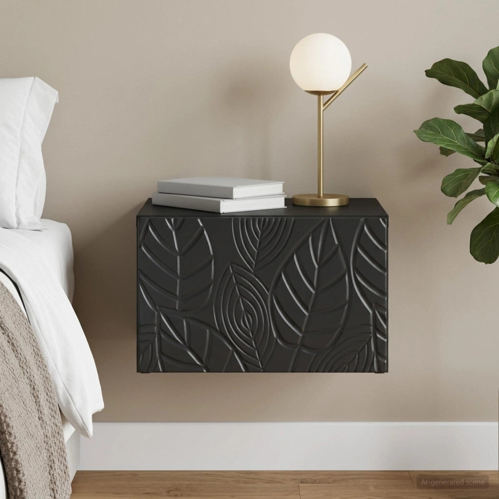 Mobiletto da notte a muro Nero 49 x 34,5 x 20 cm 898787