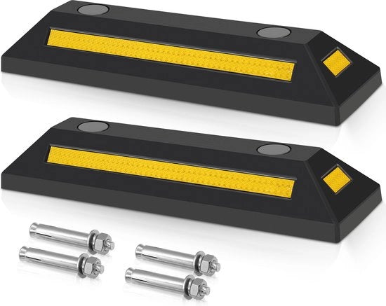 Kit di aiuto per parcheggio con stopper in gomma - Set di parcheggio preciso - Con strisce riflettenti - 2 pezzi da 54cm - Giallo