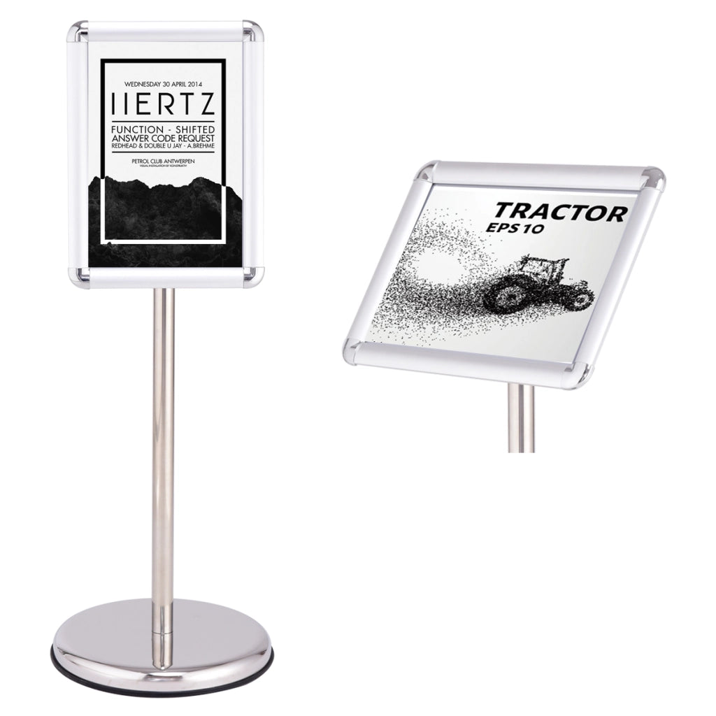 Lavagnetta da pavimento autoportante, Espositore in alluminio girevole con altezza regolabile 83-130cm
