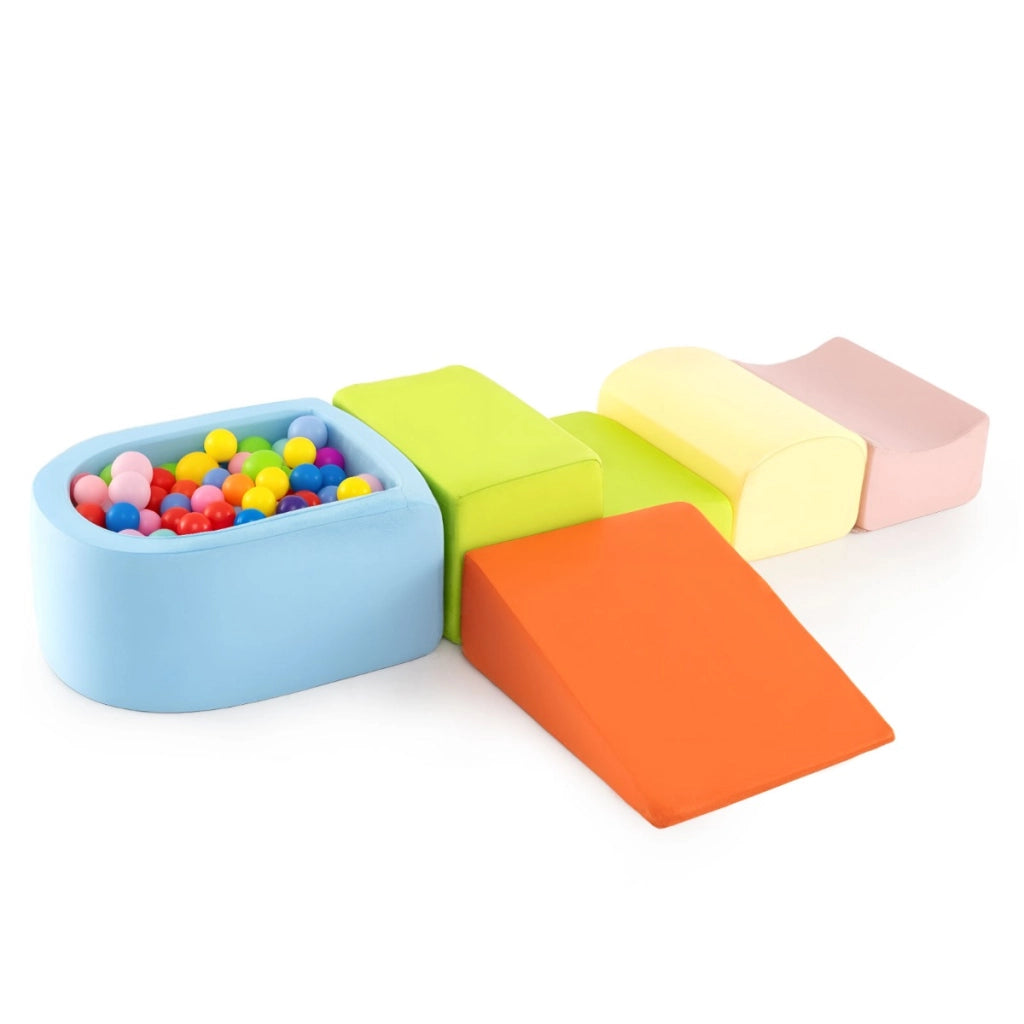 Set di 5 blocchi di schiuma di blocchi giganti con piscina di palline, Grandi blocchi per giocare Colorato-Giocattoli educativi