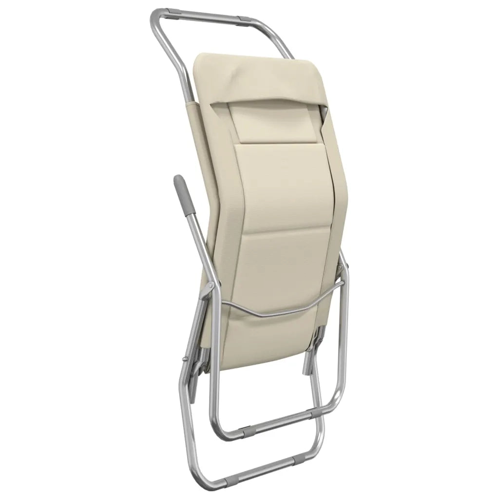 Sedie Pieghevoli 2pz Crema Textilene Acciaio Verniciato Polvere 360173