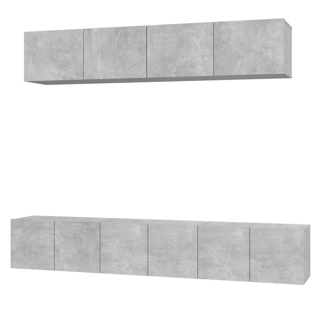 Set di Mobili Porta TV 5 pz-Set di 5 Credenza per TV Grigio Cemento in Legno Multistrato 285877