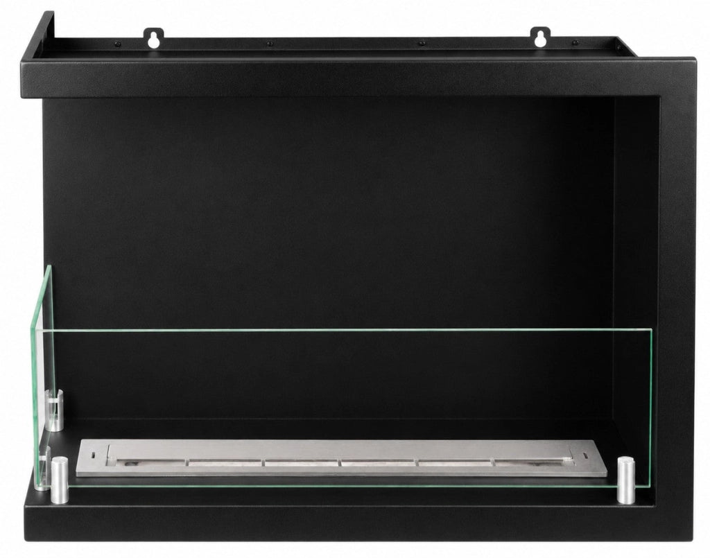 Camino a Bioetanolo da Incasso ad Angolo 60x22,4x45 cm Sutri Lato Sinistro Struttura in Acciaio Nero