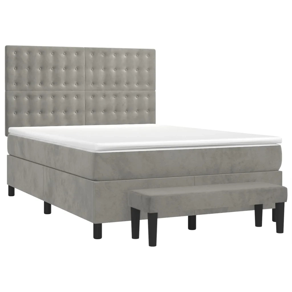 Giroletto a Molle con Materasso Grigio Chiaro 140x200cm Velluto 3138085
