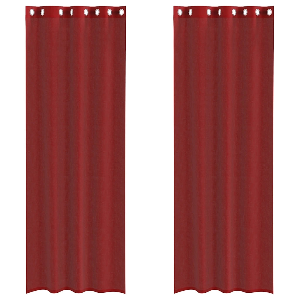 Tende in Voile con Occhielli 2 pz Rosso Vino