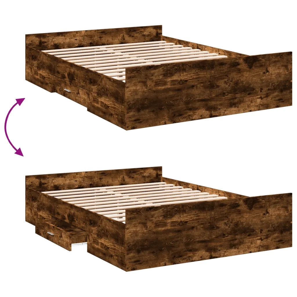 Giroletto con Cassetti Rovere Fumo 135x190 cm Legno Multistrato 3280318