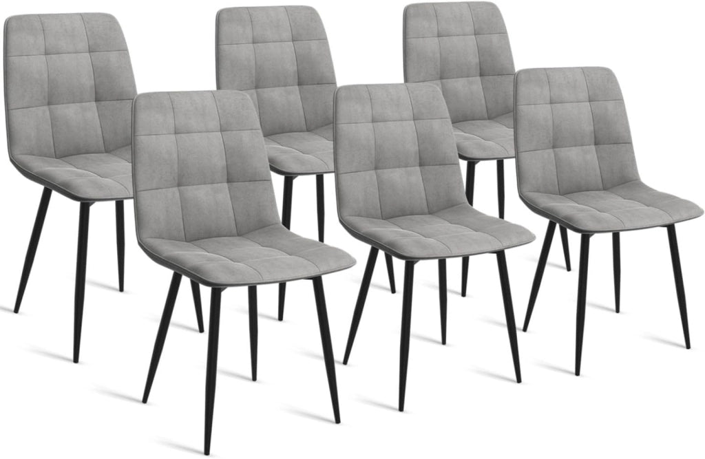 Set di 6 sedie da pranzo in velluto grigio chiaro MILA