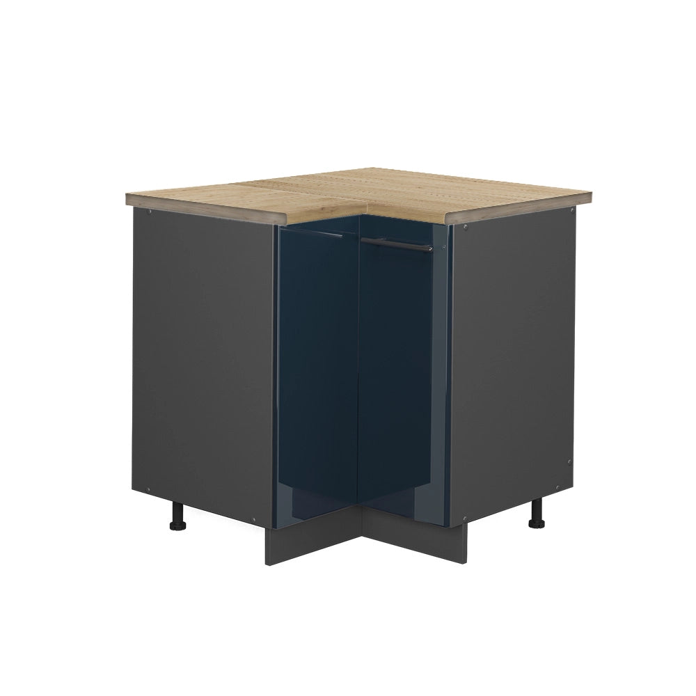 Mobile ad angolo cucina Fame-Line Blu scuro lucido/Antracite 80.5 cm, PL Rovere Vicco