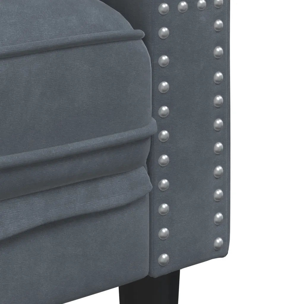Divano Chesterfield con Rinforzi 3 Posti-Sofa 3 Posti-Divanetto Grigio Scuro Velluto