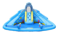 Castello Giostra Gonfiabile Acquatico Shark Splash Center con Pompa Happy Hop