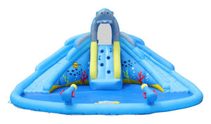 Castello Giostra Gonfiabile Acquatico Shark Splash Center con Pompa Happy Hop