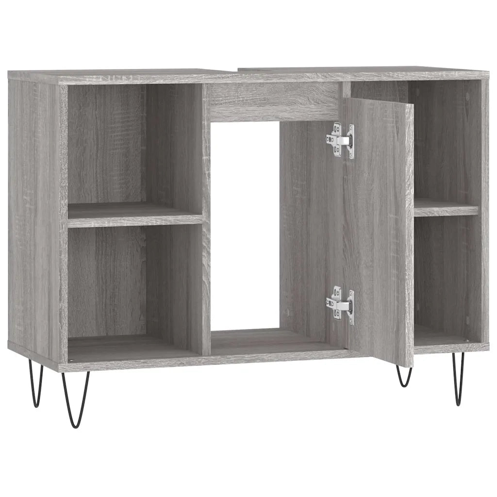Mobiletto da bagno con vano contenitore 80 x 33 x 60 cm design industriale legno ingegnerizzato Sonoma grigio 02_0049061