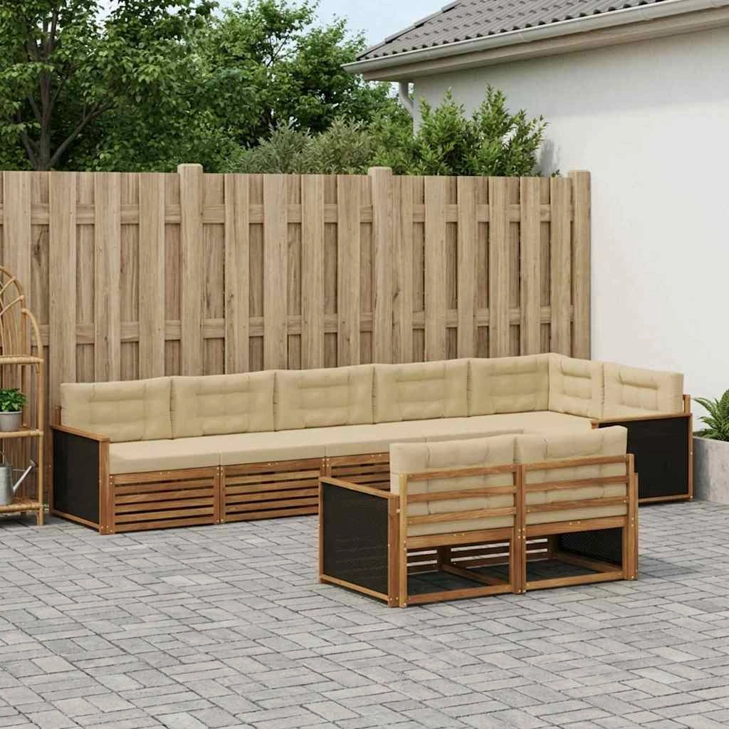 Set di divani da esterno 8 pz Naturale e Beige 3383496