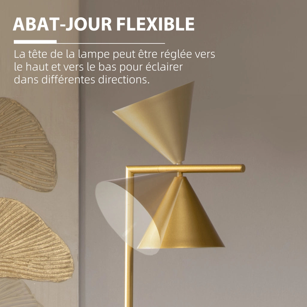 Lampada da terra ¨C zephmum ¨C dorato, abat-jour orientabile, base in marmo, 35x26x153 cm