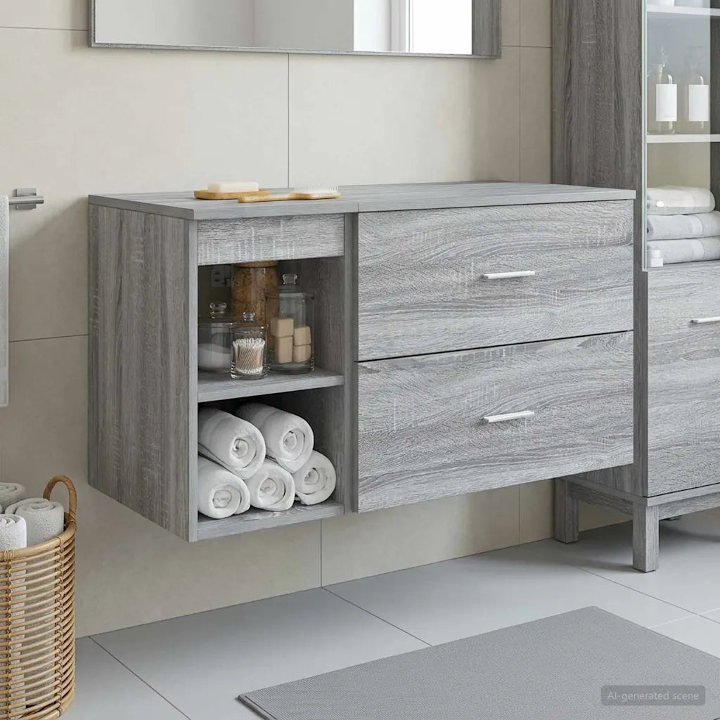 Set di mobili per il bagno 2 pcs Sonoma grigio 3403941