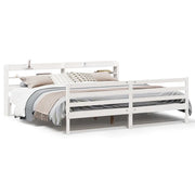 Letto matrimoniale | Letto per adulti | Giroletto con Testiera senza Materasso Bianco 200x200 cm