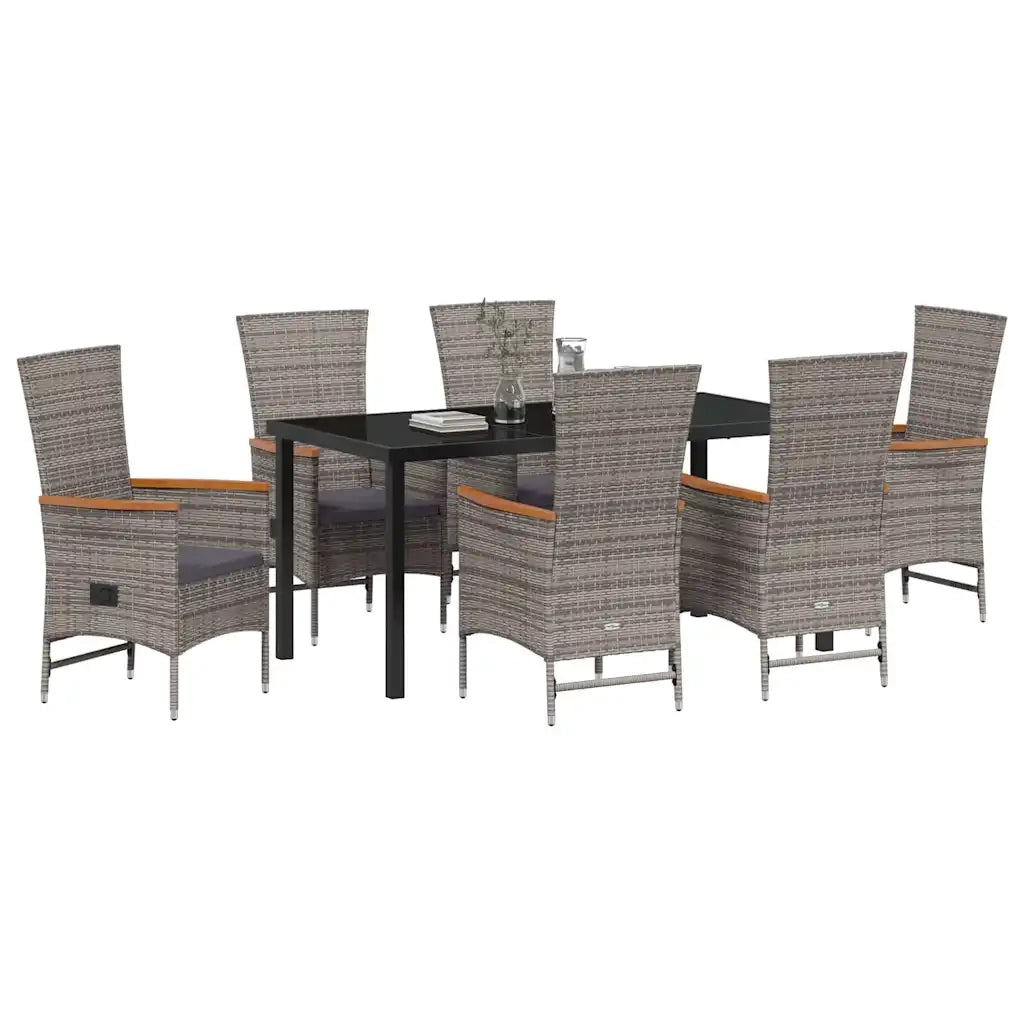 Set da Pranzo per Giardino con cuscino 7 pcs Grigio 3379440