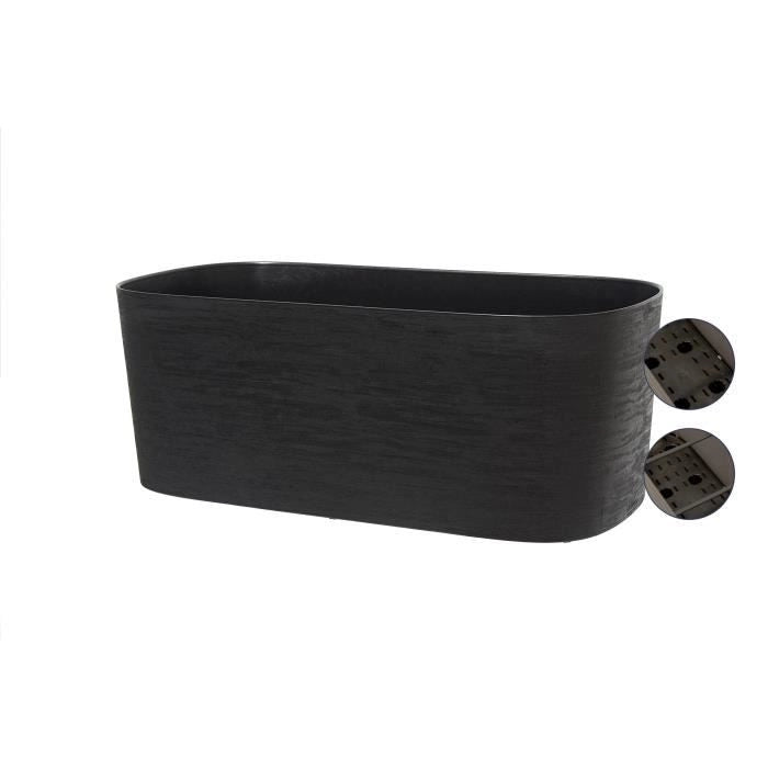 Fioriera XL con riserva d'acqua - GARDEN ID Respect - Nero-Antracite 80 x 38 cm - 100% rifiuti domestici - 100% riciclabile