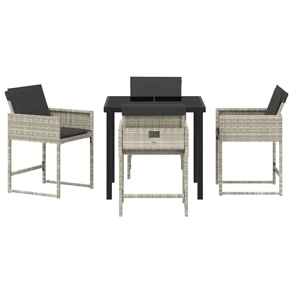 Set da Pranzo per Giardino 5 pcs Grigio chiaro polyrattan 3380733