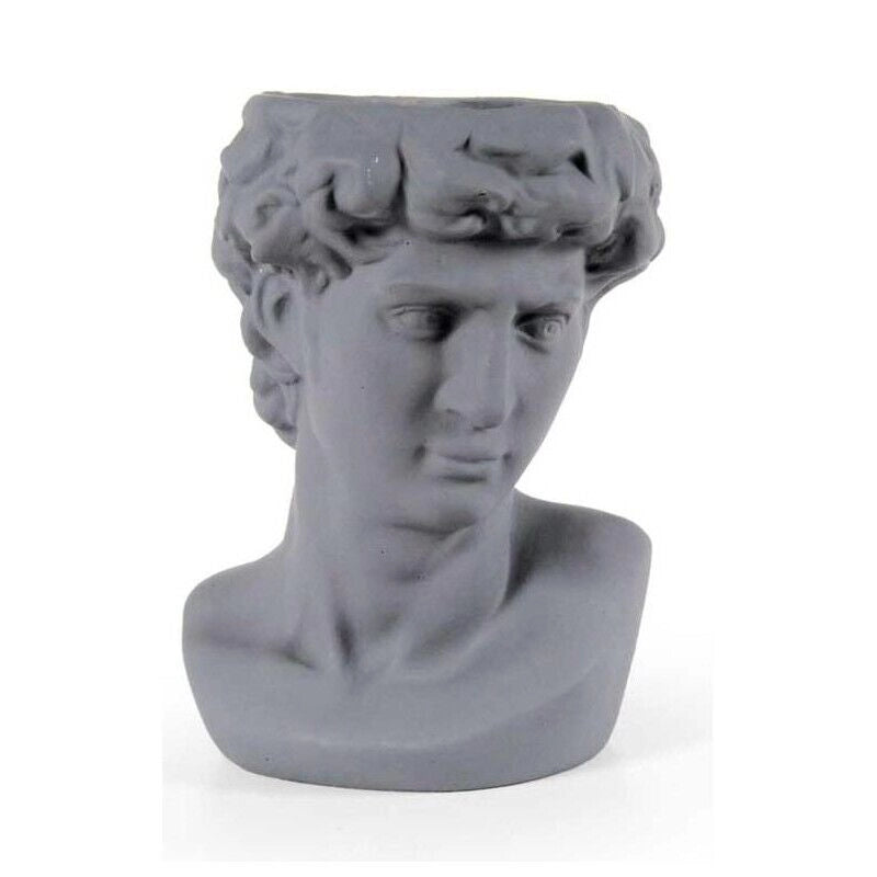 VASO PORTA PIANTE DESIGN TESTA DI UOMO BASE TONDA 21X19X29 CM GRIGIO
