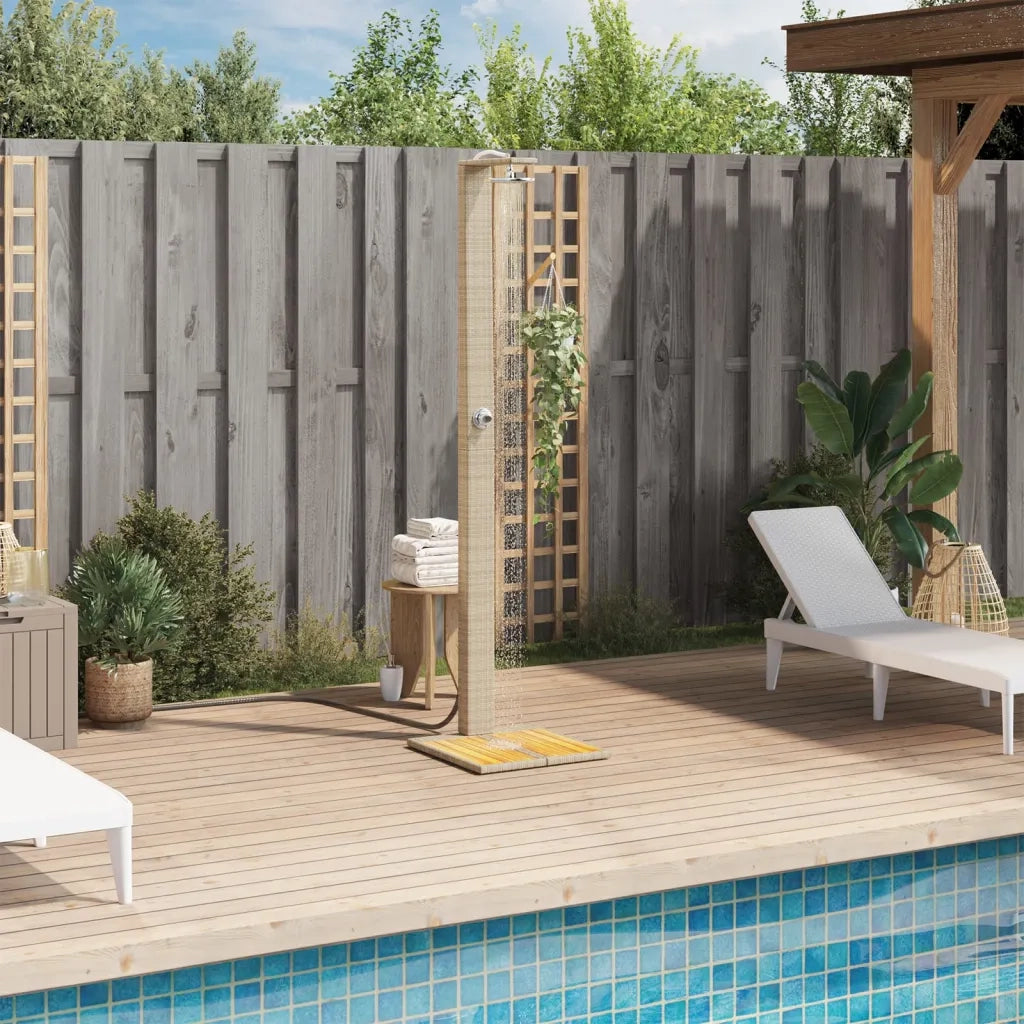 Doccia da Esterno Beige 50x55x224 cm Polyrattan e Legno Acacia 368208