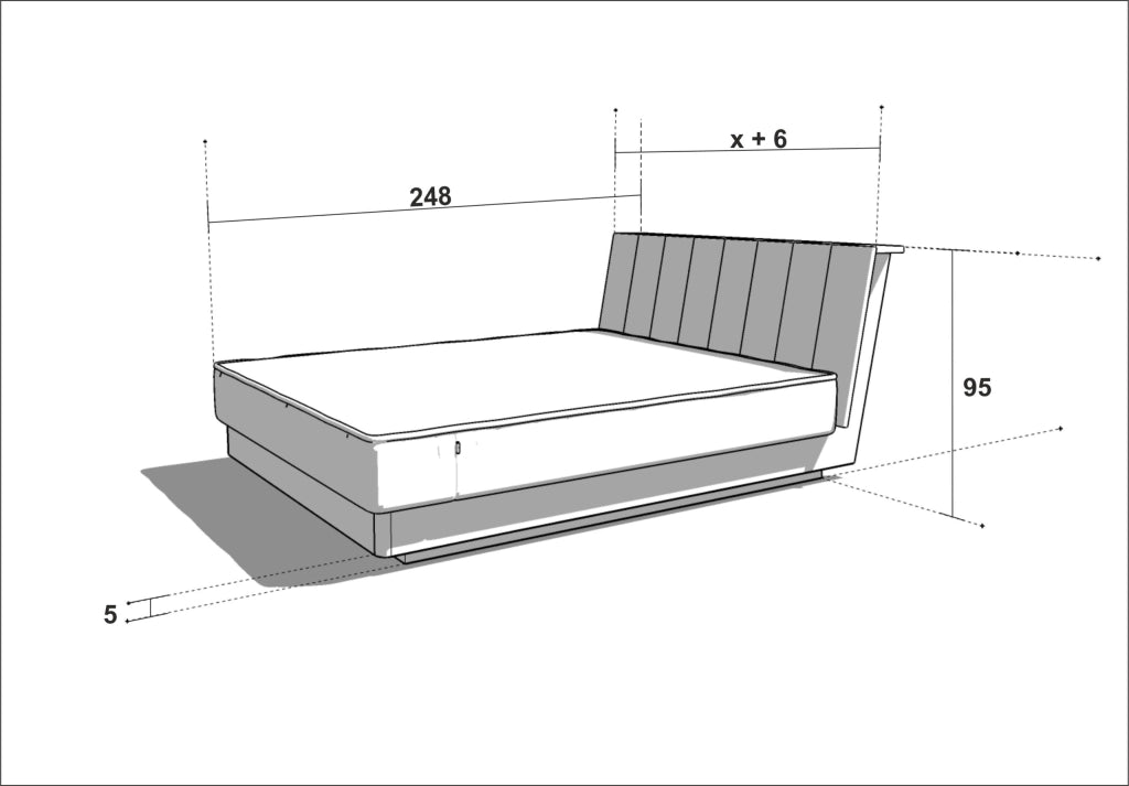LETTO IMBOTTITO MASSELLO 180x200 SOLIK ROVERE NATURALE