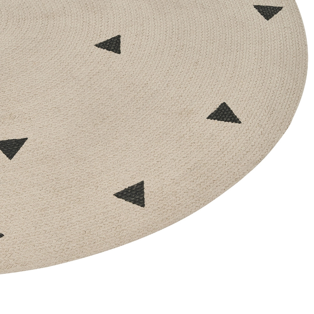 Tappeto rotondo in cotone con motivo geometrico ø 140 cm Beige soggiorno camera da letto moderno