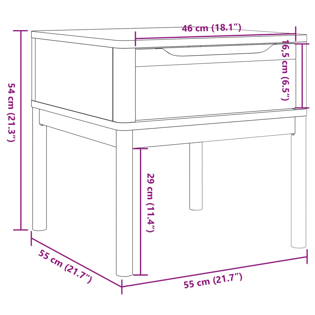 Tavolo per Lampada FLORO Bianco 55x55x54 cm Legno di Pino 374027