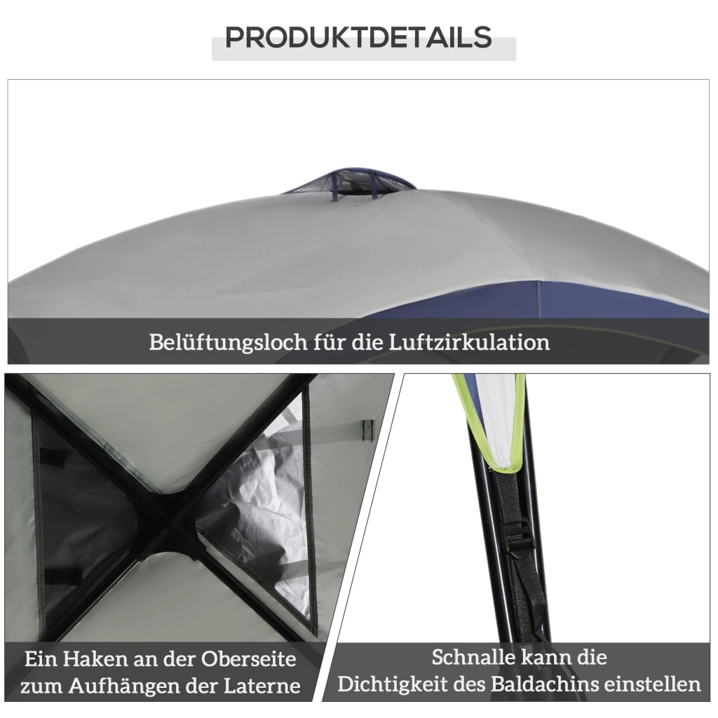 Gazebo da giardino ¨C Zephmum ¨C Poliestere crema e blu 4x4x2.5m
