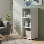 Libreria Minsk, Scaffale da ufficio, Mobile portalibri, Biblioteca, 47x40 h113 cm, Bianco