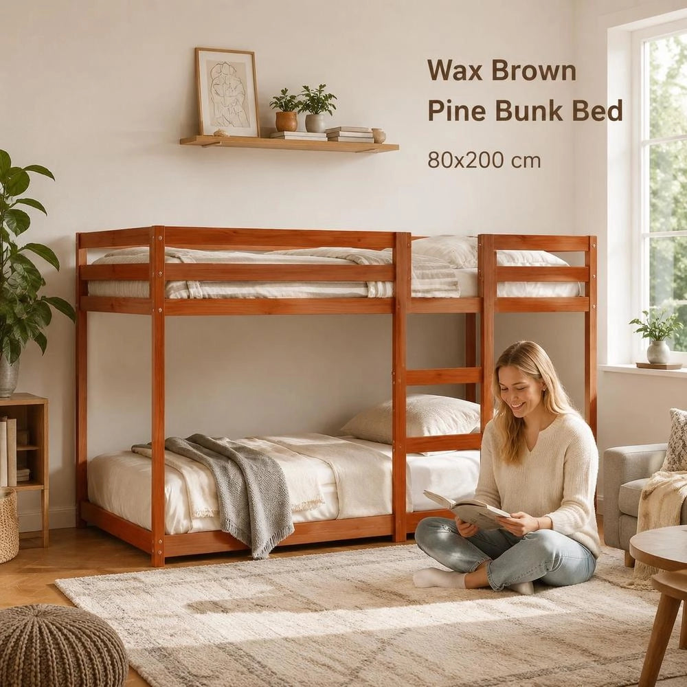 Bunk Bed Wax Brown 80x200 Cm Solid Pine Wood
