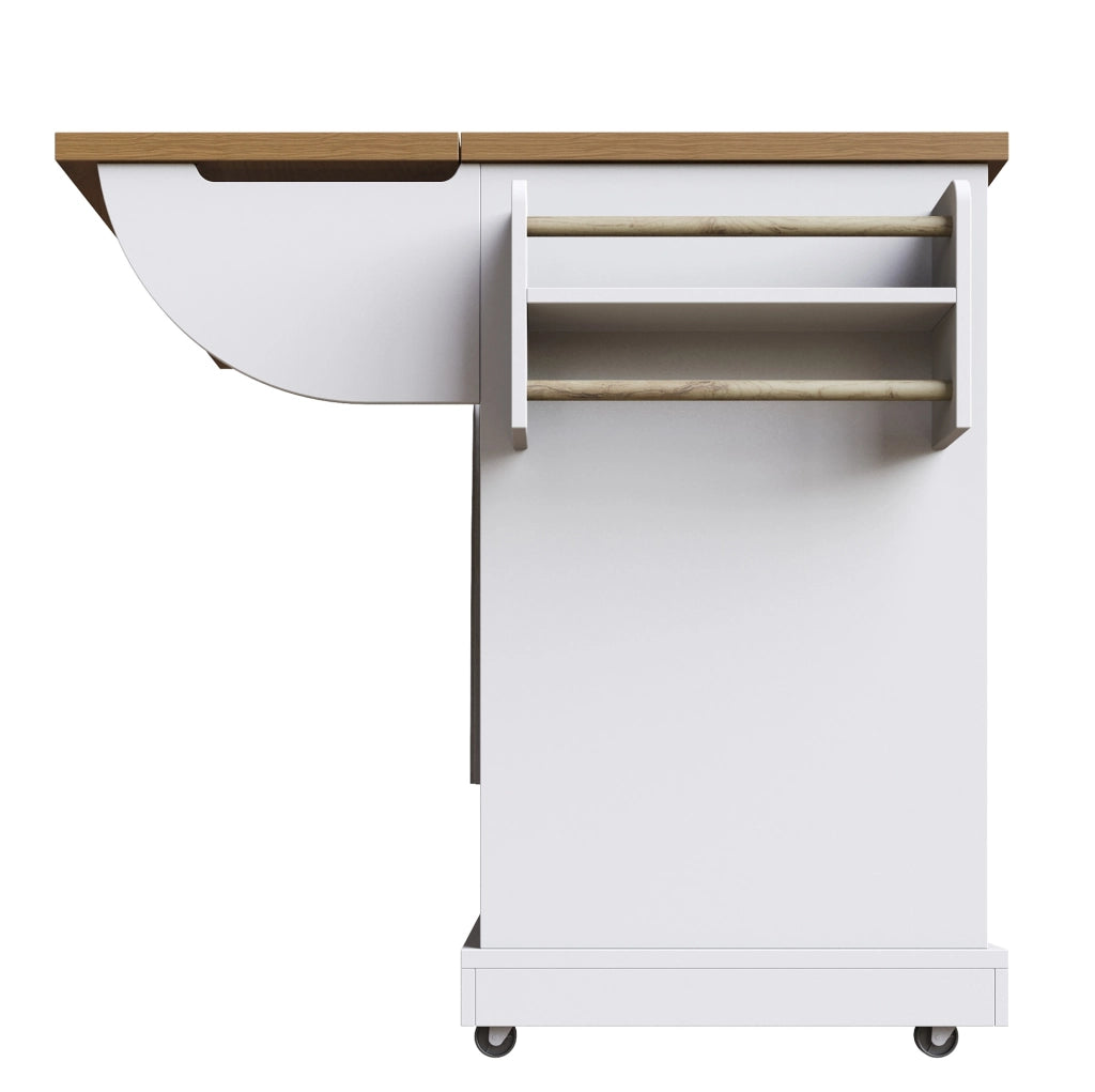 Isola da cucina multifunzione 147x44x93 cm in MDF bianco