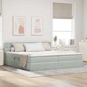 Letto con contenitore e LED Grigio chiaro 200 x 200 cm Velluto 3371535