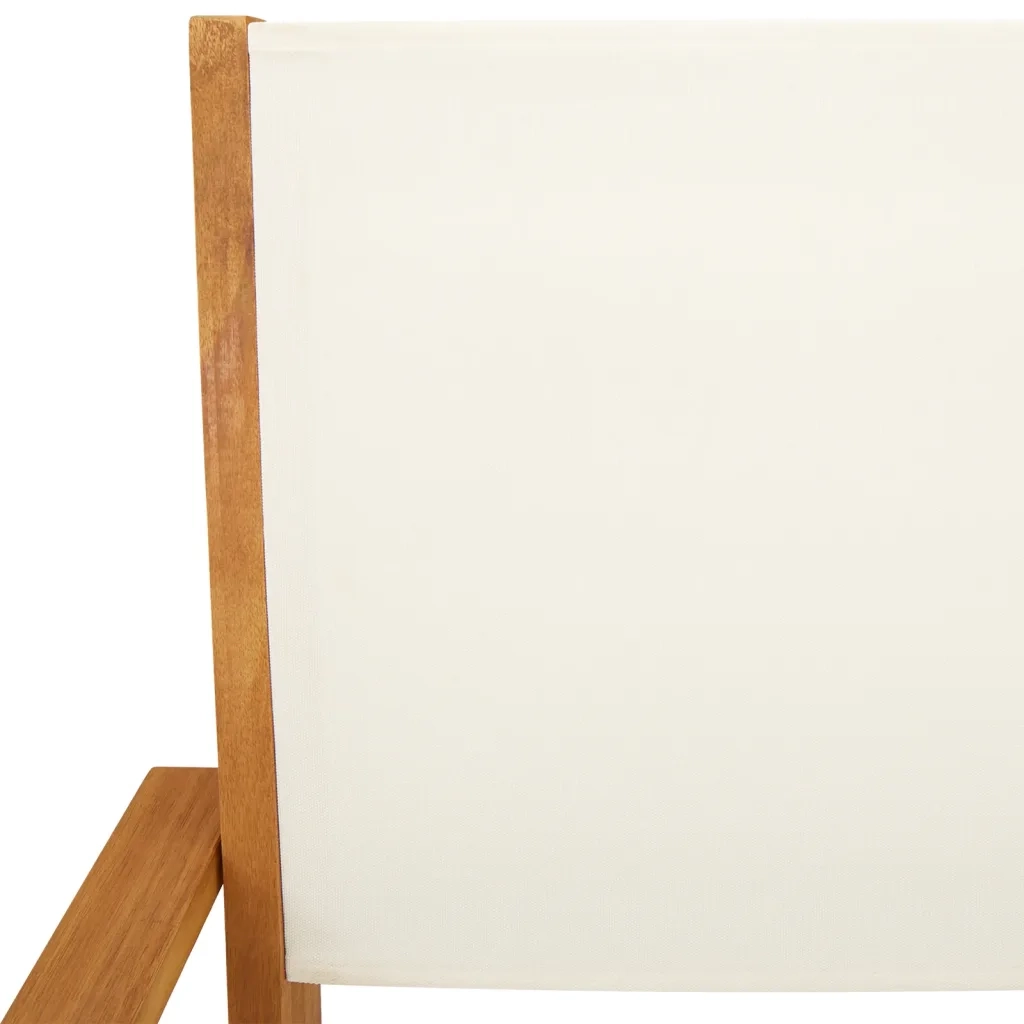 Sedie da Giardino Pieghevoli 4pz Bianco Crema Tessuto e Legno 3214574