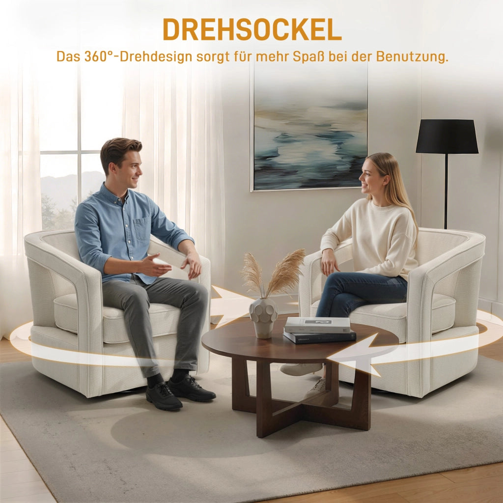 Poltrona Relax Girevole ¨C Zephmum ¨C Beige 77x75x72 cm