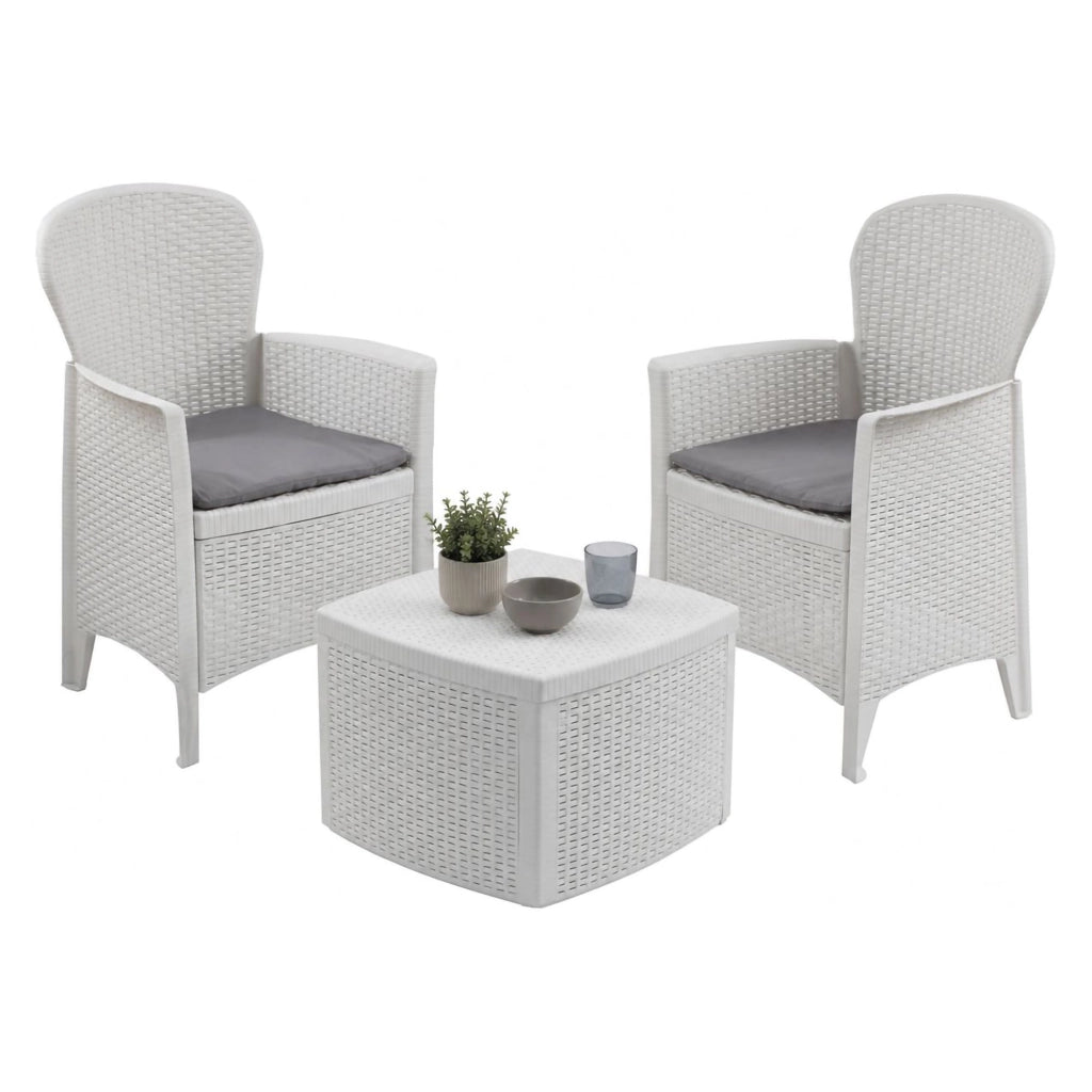 Salottino Outdoor Anny, set Salotto da Esterno 2 Posti Made in Italy, Bianco