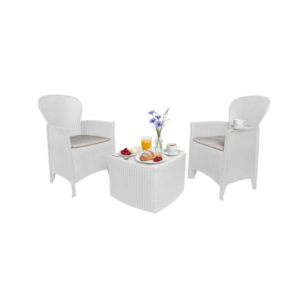 Salottino Outdoor Anny, set Salotto da Esterno 2 Posti Made in Italy, Bianco