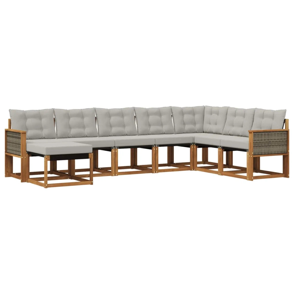 Set di divani da esterno 8 pz Naturale e Grigio chiaro 3382139