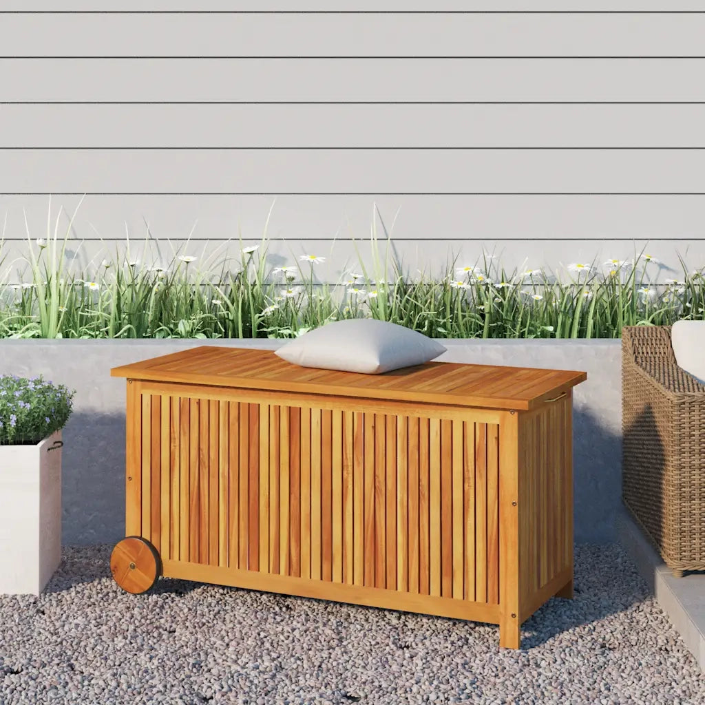 Contenitore Giardino con Ruote 113x50x58 Legno Massello Acacia cod mxl 69839