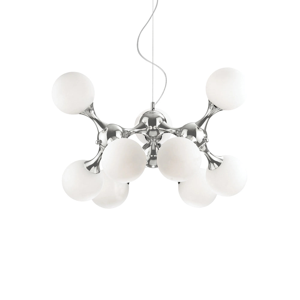 Sospensione Contemporanea Nodi Metallo Bianco 9 Luci E14