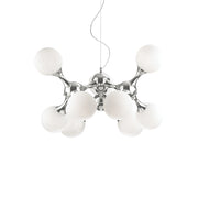 Sospensione Contemporanea Nodi Metallo Bianco 9 Luci E14
